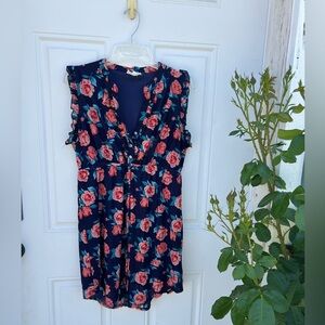 Siren Lily Blue Sleeveless Ruffled Blouse